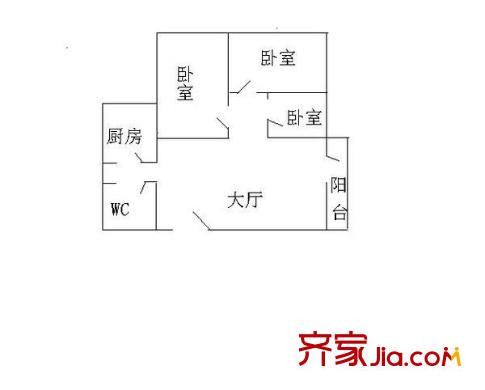 金道花园户型图3室1厅户型图 3室1厅1卫1厨