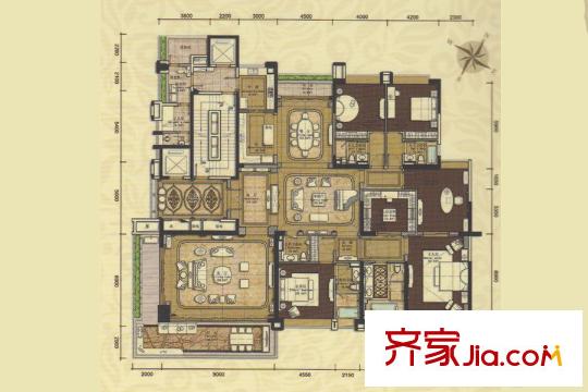 珠光・御景壹平方米A6栋01/02户型 5室3厅5卫2厨