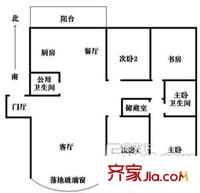 芳村花园户型图4室2厅户型图 4室2厅1卫1厨