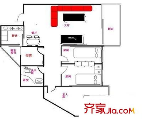 东浚荔景苑户型图4室2厅户型图 4室2厅1卫1厨