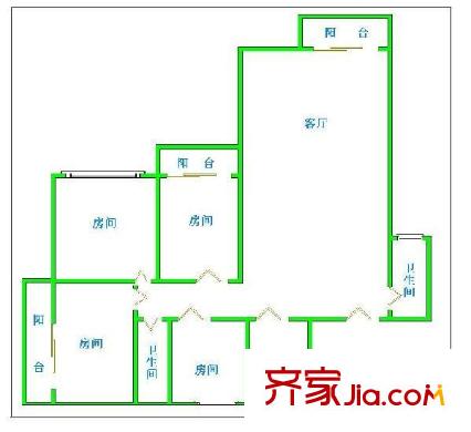 富力广场户型图4室2厅户型图 4室2厅2卫1厨