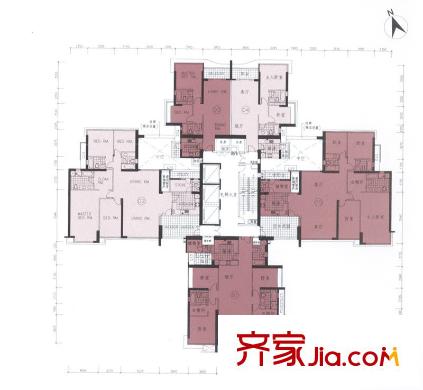 逸翠湾户型图第五座26-35层平面图