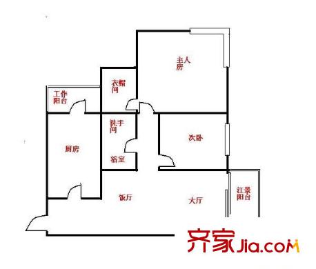 逸翠湾户型图2室2厅户型图 2室2厅1卫1厨