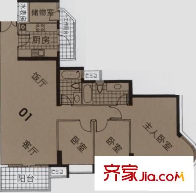 逸翠湾户型图03单元3室2厅户型图 3室2厅2卫1厨
