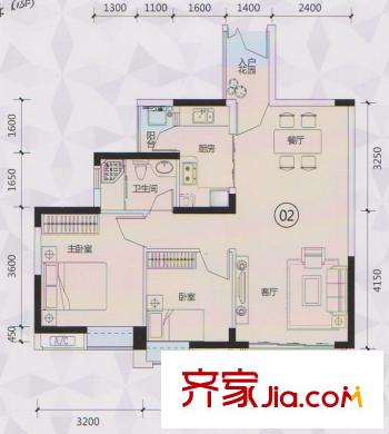 路劲隽泷湾7栋/9栋02单元 2室2厅1卫1厨