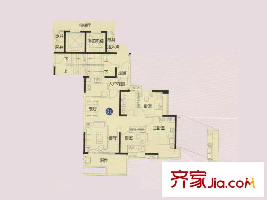 中国铁建荔湾国际城6栋01单位 3室1厅1卫1厨
