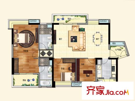 中国铁建荔湾国际城4栋/5栋御品户型 3室2厅2卫1厨