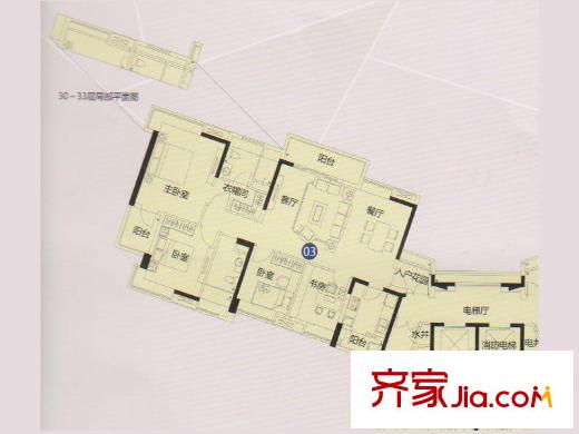 中国铁建荔湾国际城6栋03单位 4室2厅2卫1厨