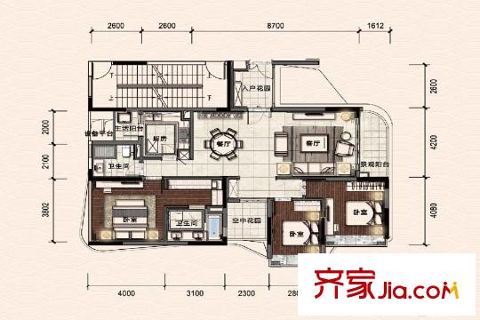 珠江鹅潭湾10栋01单元B4户型 3室2厅2卫1厨