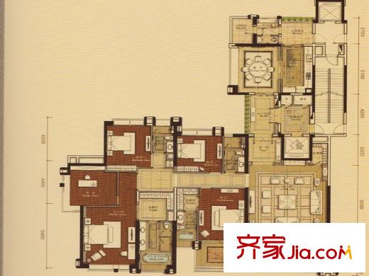 珠光・御景壹平方米B9户型 5室2厅4卫1厨