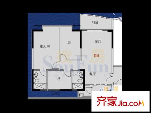 荔港南湾荔湾心域H1栋04 2室2厅2卫1厨