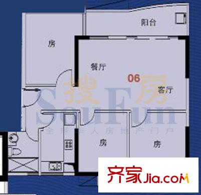 荔港南湾荔湾心域H2栋06 3室2厅1卫1厨