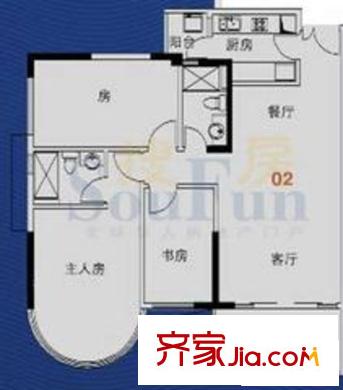 荔港南湾荔湾心域H2栋02 3室2厅2卫1厨
