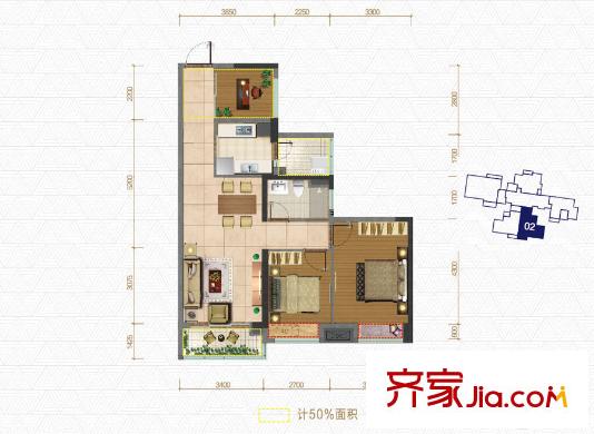 富丰新城11座02单元87.05平方米 3室2厅1卫1厨
