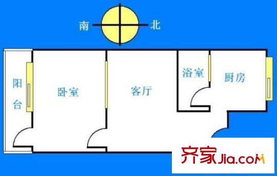 天胜村户型图1室1厅户型图 1室1厅1卫1厨
