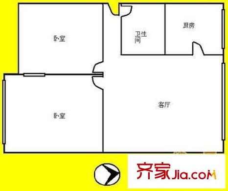 广轻设计院宿舍户型图2室1厅 户型图 2室1厅1卫1厨