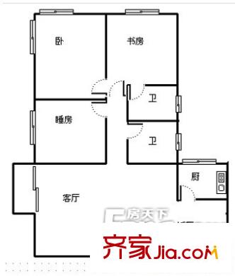 麓湖阁户型图3室2厅户型图 3室2厅1卫1厨