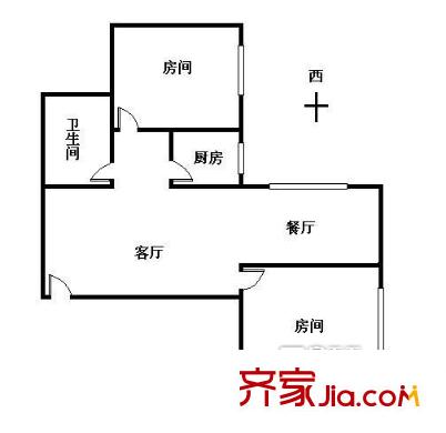 国利大厦户型图2室2厅户型图 2室2厅1卫1厨