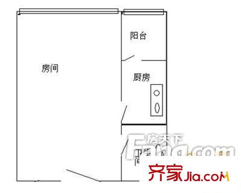 国利大厦户型图1室户型图 1室1厅1卫1厨
