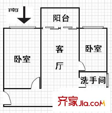 麓景路大院户型图2室1厅户型图 2室1厅1卫1厨