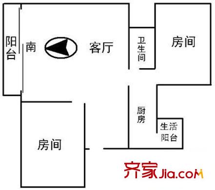 东越雅居户型图2室1厅户型图 2室1厅1卫1厨