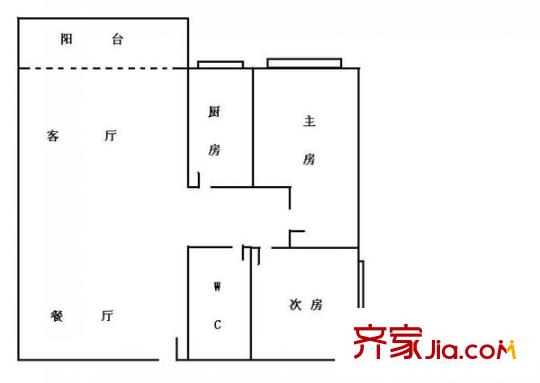 东越雅居户型图2室2厅户型图 2室2厅1卫1厨