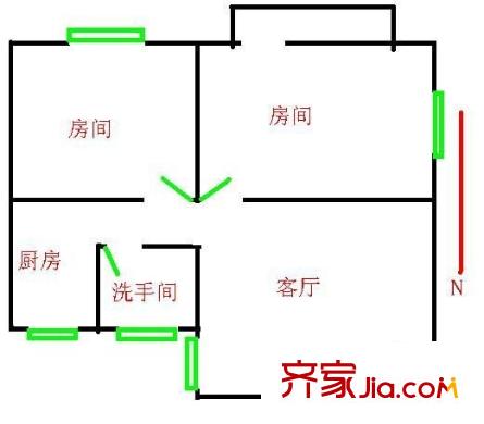 犀牛路小区户型图2室1厅 户型图 2室1厅1卫1厨