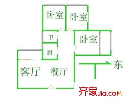金迪大厦 3室 户型图