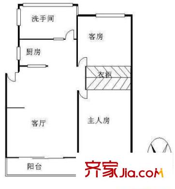 较场西路体委大院户型图2室1厅户型图 2室1厅1卫1厨