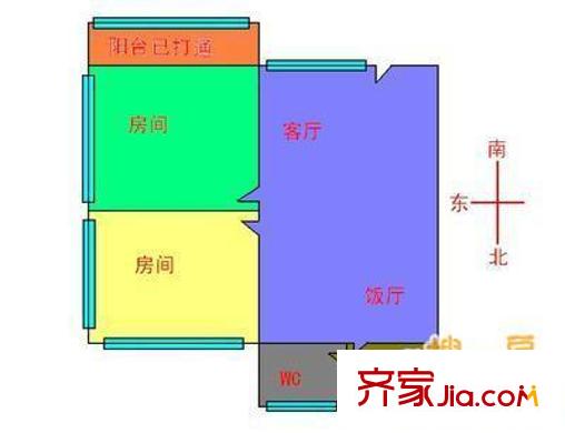 较场西路体委大院户型图2室2厅户型图 2室2厅1卫1厨