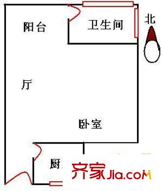 环宇花园文景阁户型图1室1厅 户型图 1室1厅1卫1厨