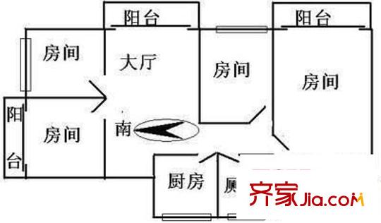 龟岗大马路小区户型图4室 户型图 4室1厅1卫1厨
