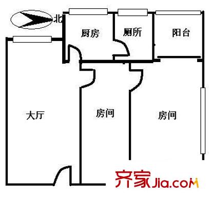 龟岗大马路小区户型图2室 户型图 2室1厅1卫1厨