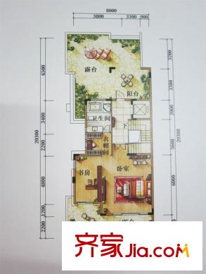 广州星河丹堤瞰湖双拼三层户型 1室1卫