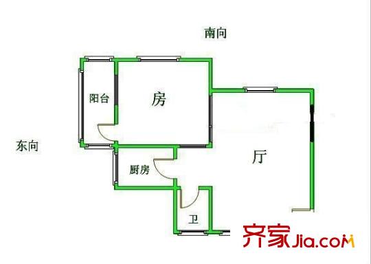 龟岗大马路小区户型图1室 户型图 1室1厅1卫1厨