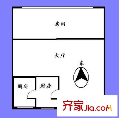 濠畔街大院户型图1室1厅 户型图 1室1厅1卫1厨