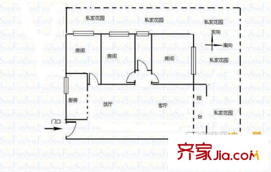永胜华庭户型图3室2厅户型图 3室2厅1卫1厨