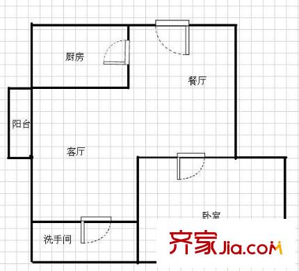 龙口东小区户型图1室2厅户型图 1室2厅1卫1厨