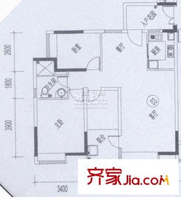 兰亭熙园户型图B栋03单元 3室2厅1卫1厨