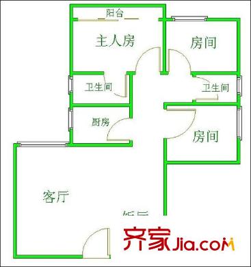 罗马假日户型图3室2厅户型图 3室2厅2卫1厨