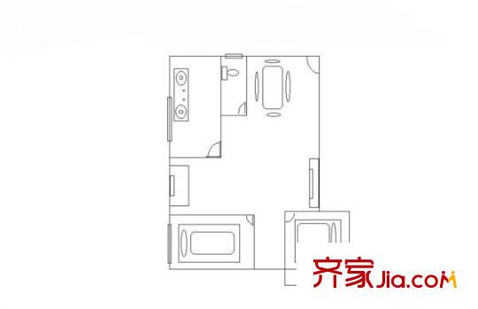 天盛大厦户型图2室1厅户型图 2室1厅1卫1厨