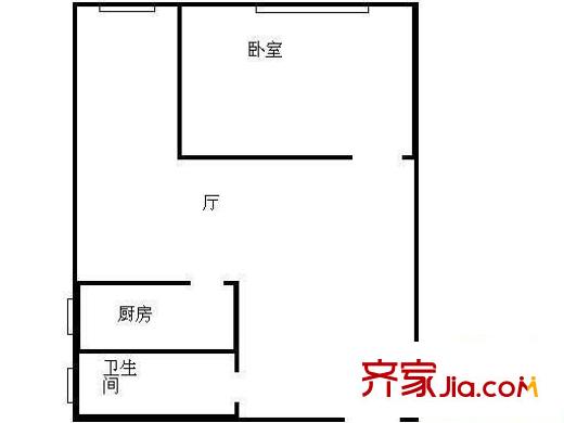 辉煌大厦户型图1室1厅户型图 1室1厅1卫1厨