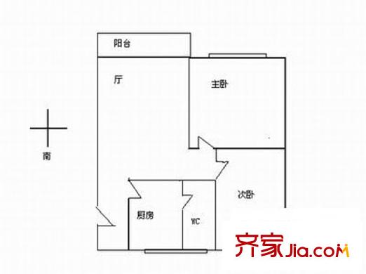 嘉银华庭户型图2室1厅户型图 2室1厅1卫1厨