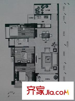 阳光桃源户型图3室2厅户型图 3室2厅1卫1厨