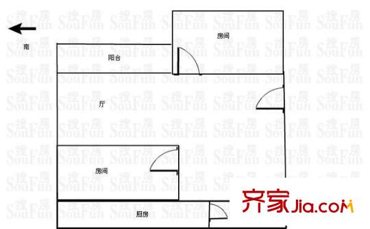 康丽居户型图2室1厅 户型图 2室1厅1卫1厨