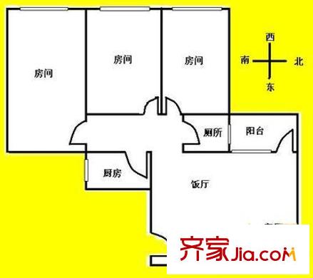 医国街社区户型图3室2厅户型图 3室2厅1卫1厨
