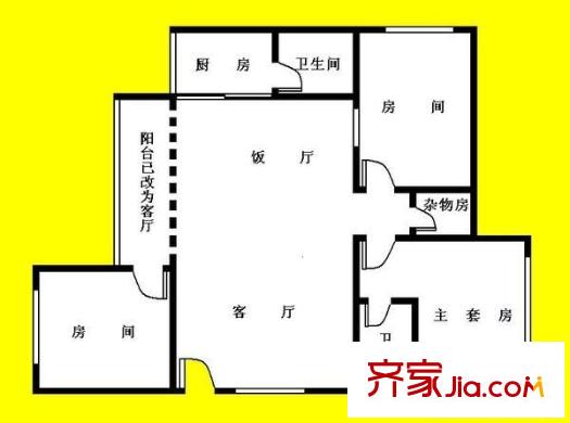 越秀大南路小区户型图3室2厅户型图 3室2厅2卫1厨