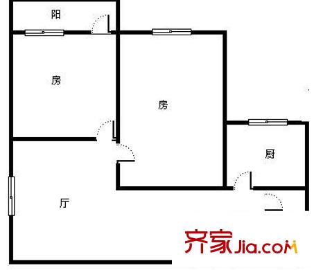 诗书路大院户型图2室1厅户型图 2室1厅1卫1厨