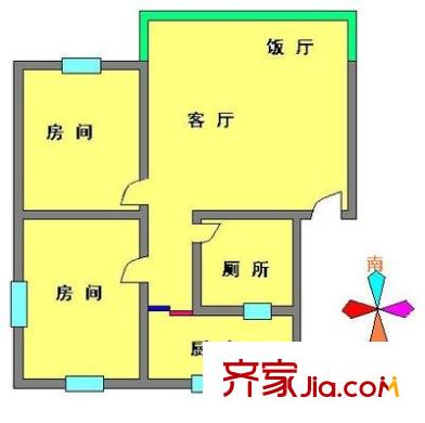文船生活区户型图2房2厅户型图 2室2厅1卫1厨