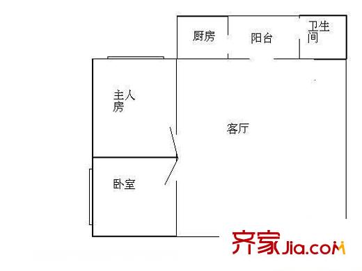 文船生活区户型图2房1厅户型图 2室1厅1卫1厨
